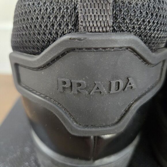PRADA Black Leather Hook & Loop Men\'s Wingtin Brogues Oxfords Italy 12US